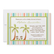 5x7 Twin Luau Hawaii Monkey Baby Shower Invitation
