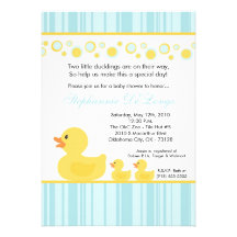 5x7 TWIN Yellow Rubber Duck Baby Shower Invitation