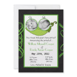 5x7  Twins Pea in a Pod  PHOTO Birth Announcement