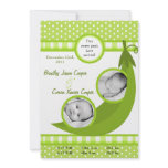 5x7  Twins Pea in a Pod  PHOTO Birth Announcement