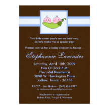 5x7 TWINS Sweet Pea in Pod Baby Shower Invitation