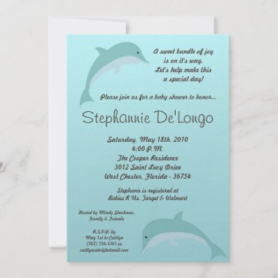 5x7 Under the Sea Dolphin Baby Shower Invitation