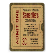 5x7 Vintage Gold Party Ticket Invitations