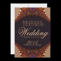 5x7 Vintage Lace + Gold Satin Wedding Invitations invitations
