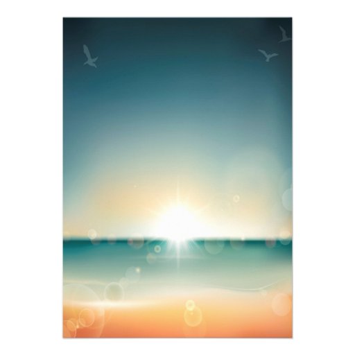 5x7 Wedding Invitation Sunset Beach