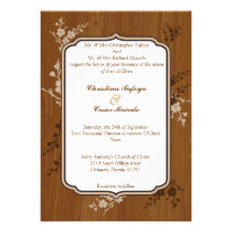5x7 Wedding Invitation Wooden Plank Floral Wedding