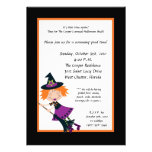 5x7 Witch on Broom Halloween Bash Party Invitation