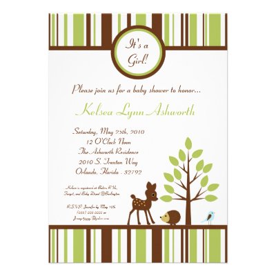 5x7 Woodland Forest Deer Baby Shower Invitation