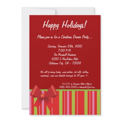 5x7 Wrapping Paper Bow Christmas Party Invitation by thepapergenius