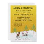 5x7 Yellow Penguin Deer Christmas Party Invitation