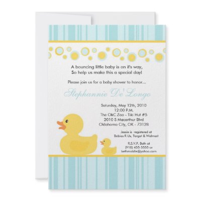5x7 Yellow Rubber Ducky Baby Shower Invitation
