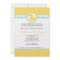 5x7 Yellow Rubber Ducky Baby Shower Invitation
