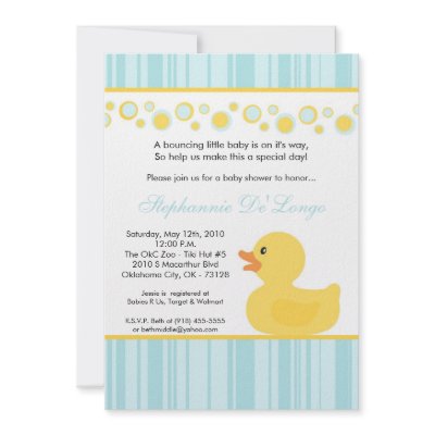 5x7 Yellow Rubber Ducky Baby Shower Invitation