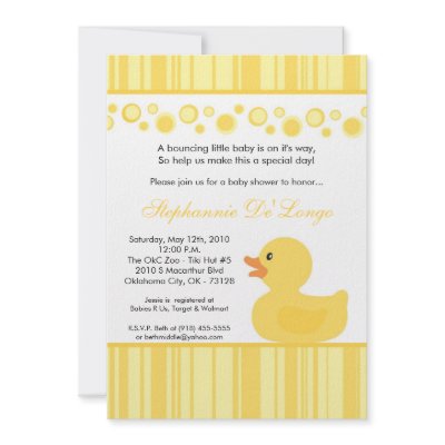 5x7 Yellow Rubber Ducky Baby Shower Invitation