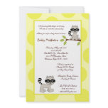 5x7 Yellow Woodland Racoon  Baby Shower Invitation