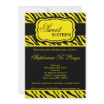 5x7 Yellow Zebra Print Birthday Party Invitation