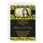 5x7 Yellow Zebra Print Quinceanera Invitation