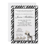 5x7 Zebra Momma TRIPLET Baby Shower Invitation
