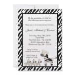 5x7 Zebra TRIPLETS Baby Birthday Party Invitation
