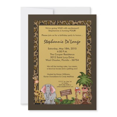 5x7 Zoo Safari Giraffe Monk Birthday Invitation by AnnLeeDesigns