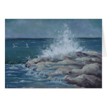 6037 Splashing Waves on Rocks Birthday Card