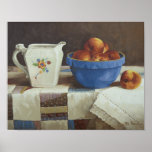 6044 Bowl of Peaches & Pitcher on Quilt Art Print