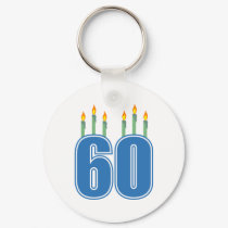 60 Birthday Candles (Blue / Green) keychains