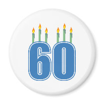 60 Birthday Candles (Blue / Green) Magnet