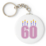 60 Birthday Candles (Pink / Purple) Key Chains