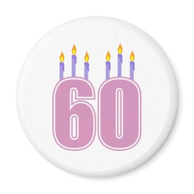 60 Birthday Candles (Pink / Purple) Fridge Magnet by LushLaundry