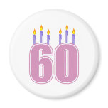 60 Birthday Candles (Pink / Purple) magnets