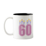 60 Birthday Candles (Pink / Purple) mugs