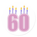 60 Birthday Candles (Pink / Purple) Stickers