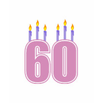 60 Birthday Candles (Pink / Purple) t-shirts