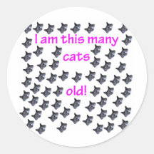 60 Cat Heads Old Round Stickers