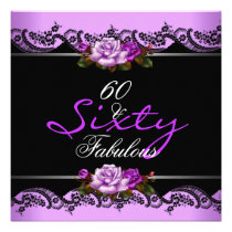 60 & Fabulous 60th Birthday Party Mauve Roses invitations