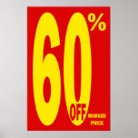60 PERCENT OFF MARKED PRICE POSTER
