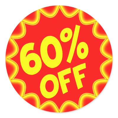 60 PERCENT OFF RETAIL LABEL STICKER by dgpaulart