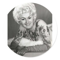 '60 Tattooed Lady Round Sticker