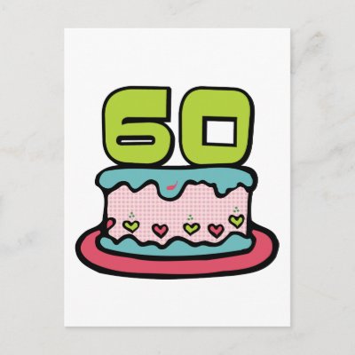 60 Year Old Birthday Cake postcards