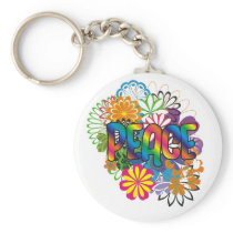 60's Flower Child Peace Keychain