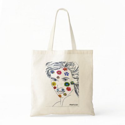 60s hippy flowers tattoo face bag by marcoart. Peter Max style 60s hippy 