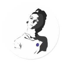 60's Lady Round Sticker