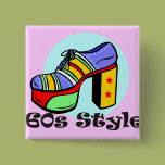 60s Style Platform Shoe Pinback Button