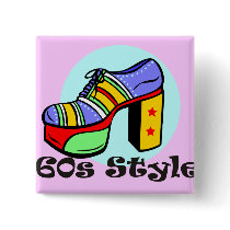 60s Style Platform Shoe Pinback Button