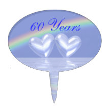 60th Anniversary Diamond Hearts Cake Topper