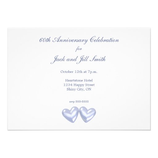 60th Anniversary Diamond Hearts Invitations