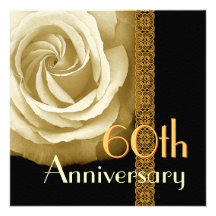 60th Anniversary Invitation - GOLD Rose