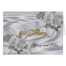 60th anniversary party invitation white roses card