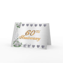 60th anniversary party invitation  white satin greeting cards